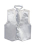 Tip Top Kids Little Boys Silver Three Button Satin Vest Tie 2 Pc Set 2-6 - SophiasStyle.com